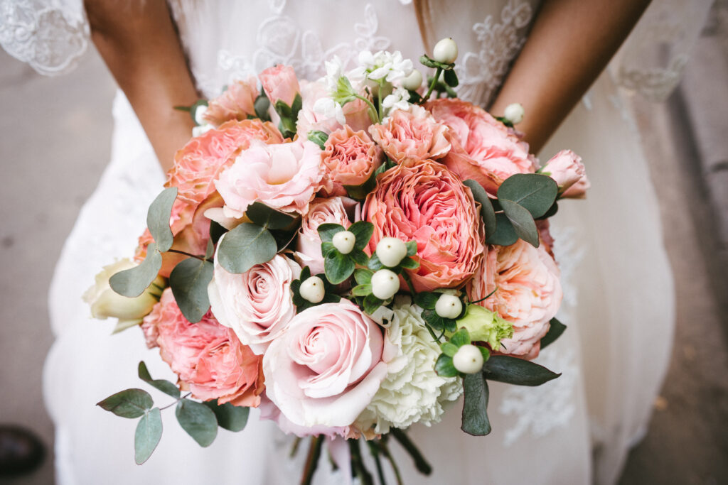 Bride holding a wedding bouquet in her hands